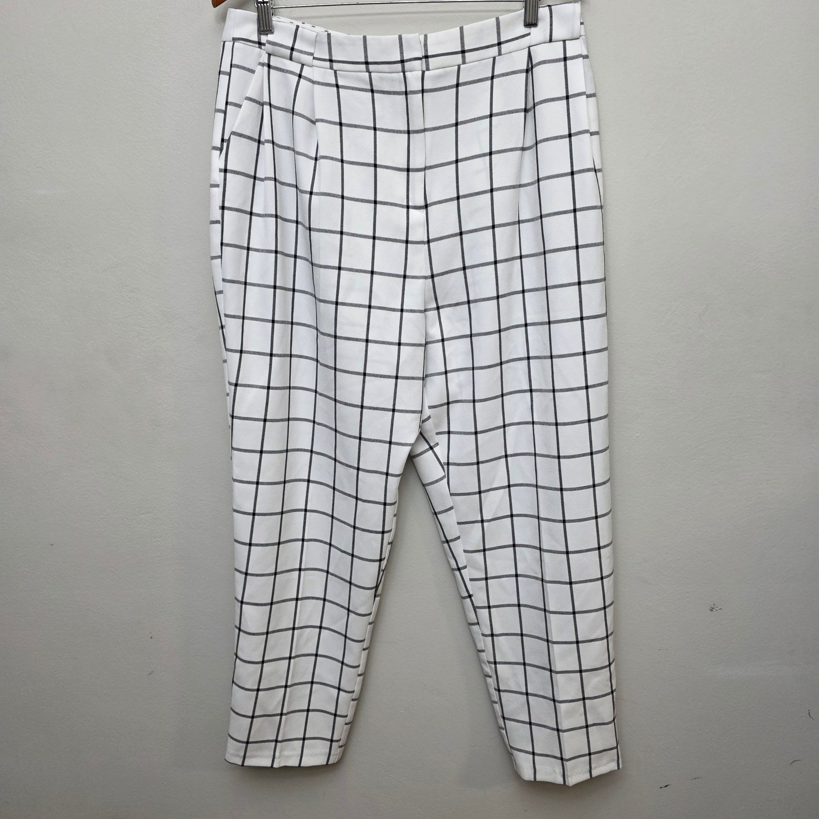 ASOS Design White Black Grid Plaid Checkered Pants Trousers US 12