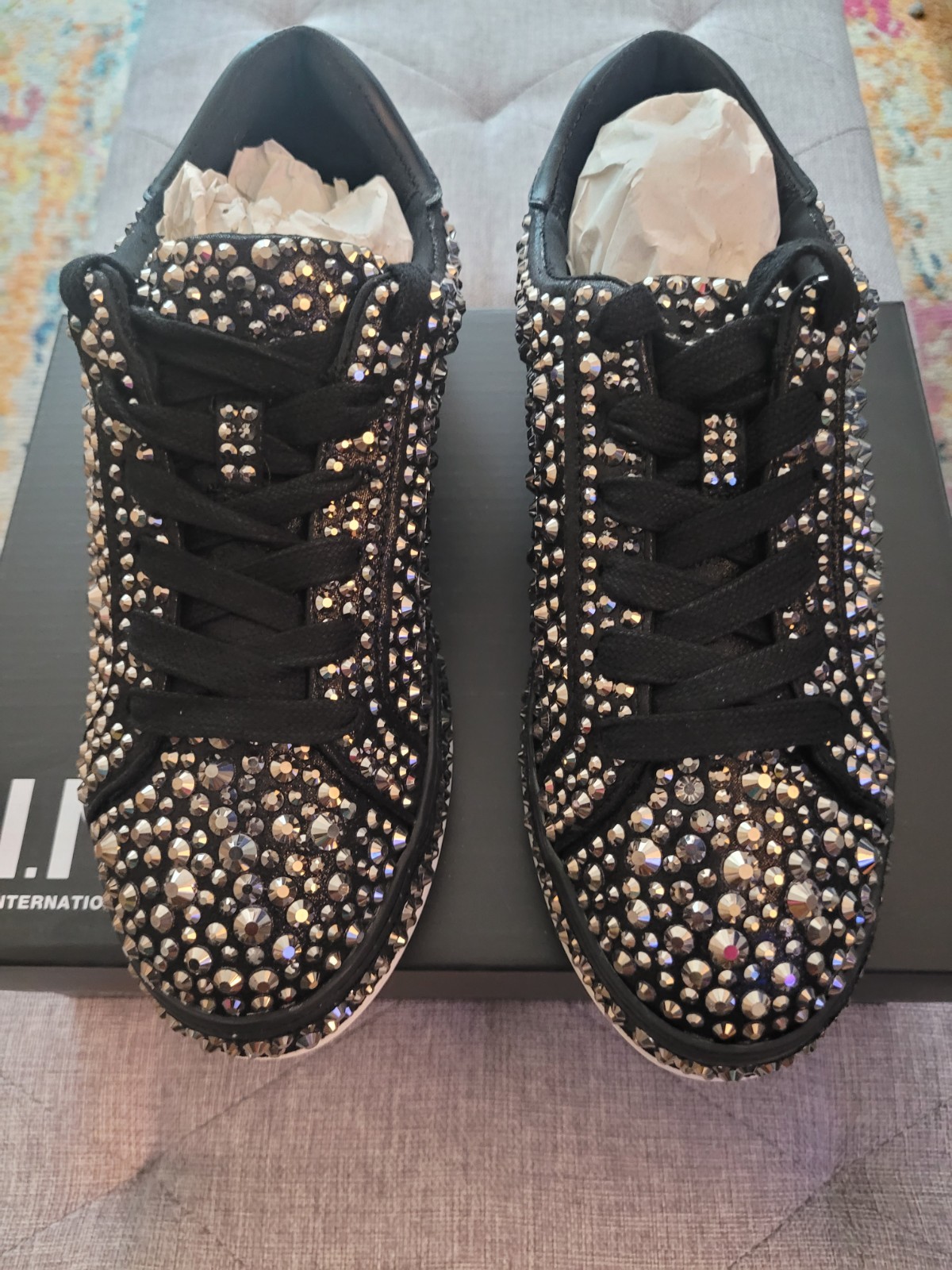 I.N.C. Dazzlelee Black Rhinestone Sneakers women’s size 7