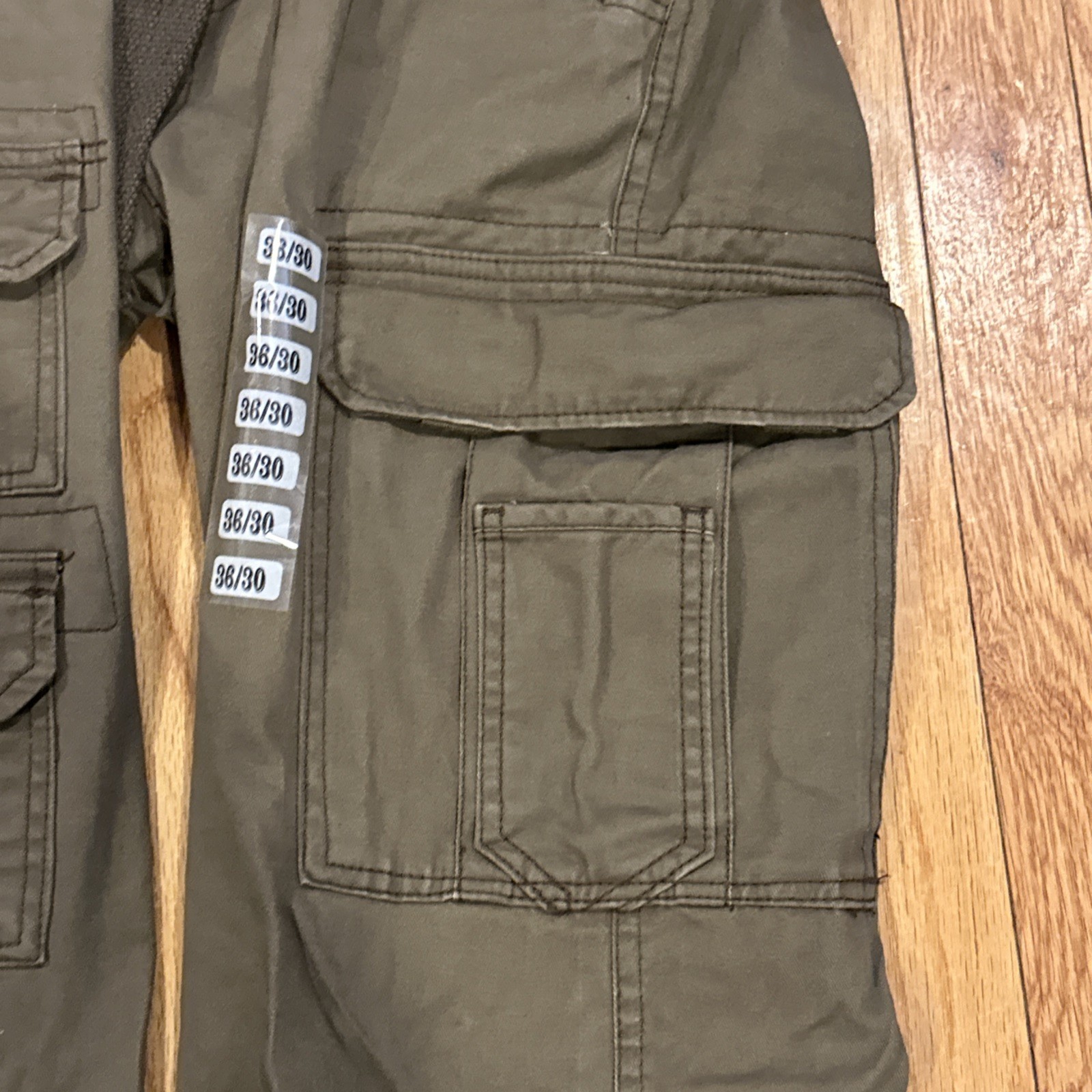 Iron Co Men’s Cargo Pants W/Belt Straight Leg Standard Fit 36×30 Olive Green NWT