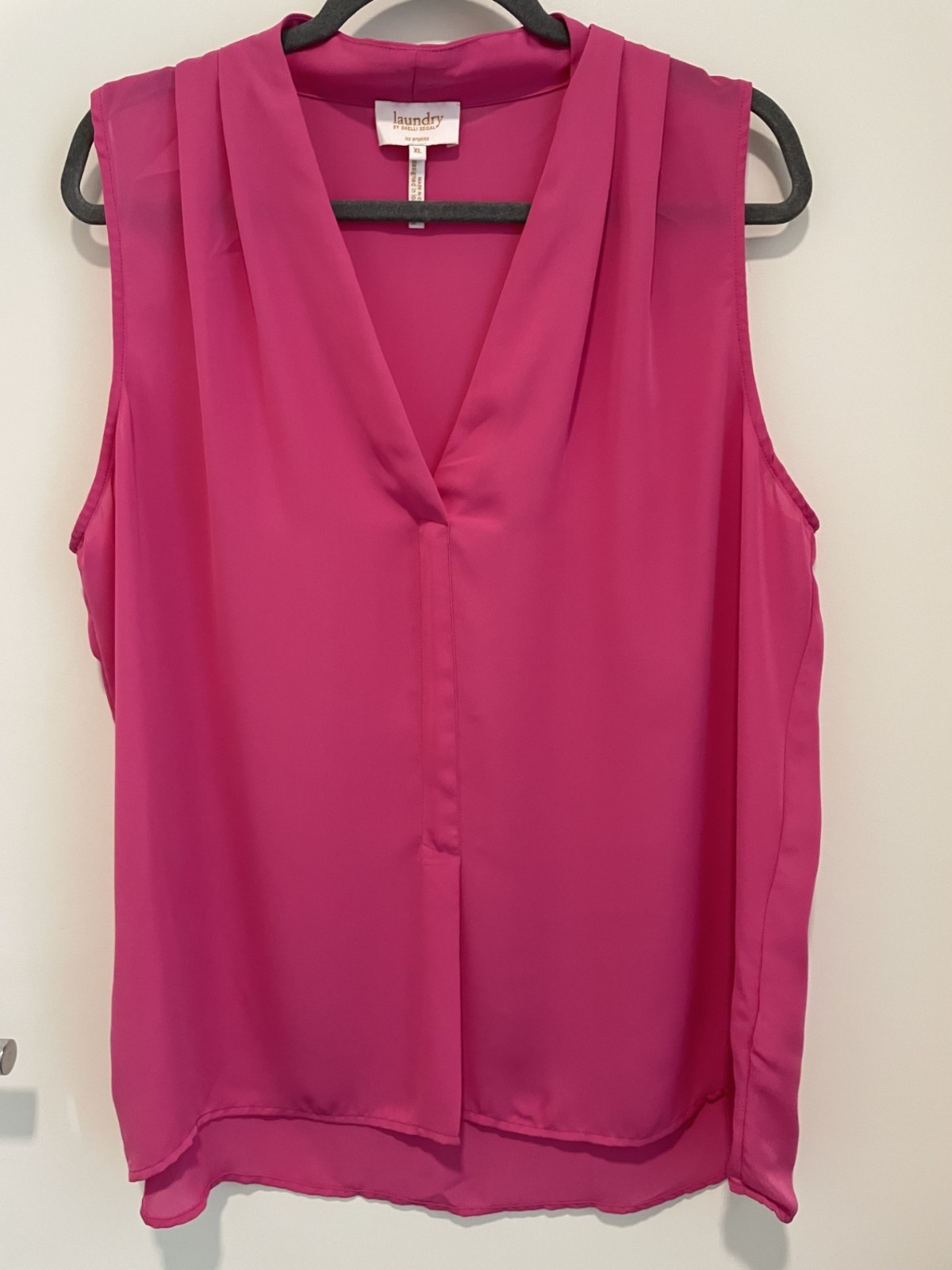 Laundry Shelli Segal XL Pink Sleeveless Chiffon Blouse Hi Low V Neck