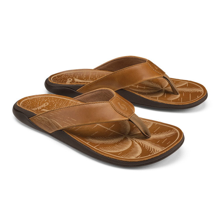 🤴OLUKAI Tuahine Men’s Waterproof Leather Sandals, Versatile Beach Flip Flops