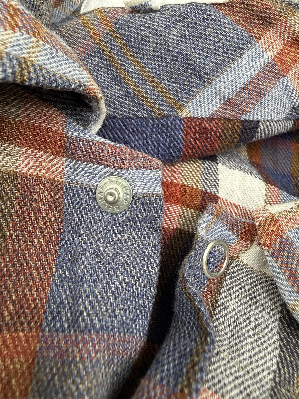shuttle notes master cloth plaid linen cotton shirt size 4 (XL) made in Japan