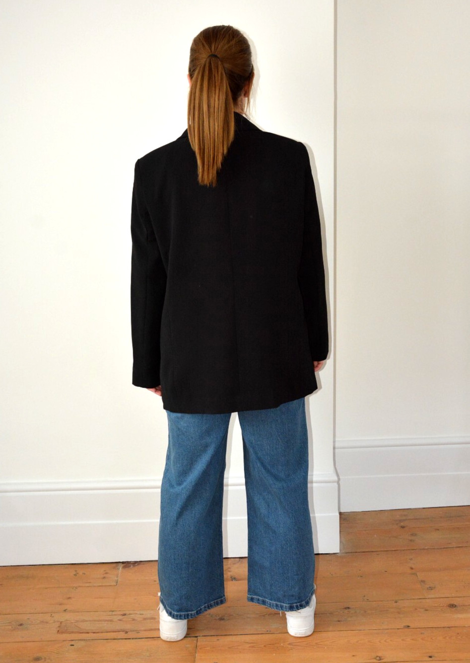 EX PRIMARK BLACK LAPEL DOUBLE BREASTED FULLY LINED BLAZER/JACKET SIZE 16-18-20