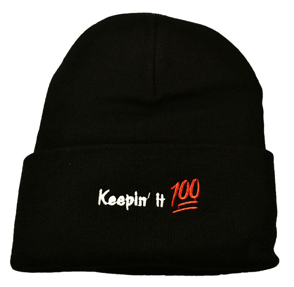 Keepin’ it 100 Embroidered Beanie