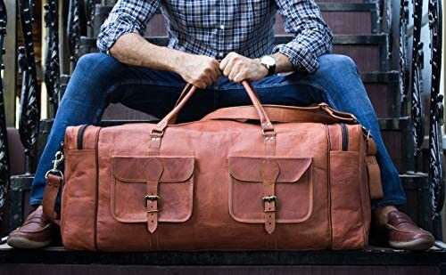 Handmade Leather Duffel Large Travel Gym Sports Overnight Weekender Bag