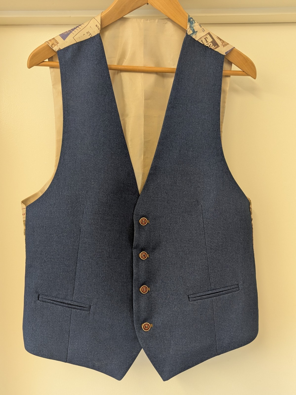Claudio Luigi Vintage Waistcoat Blue 40″ Chest Back Pattern