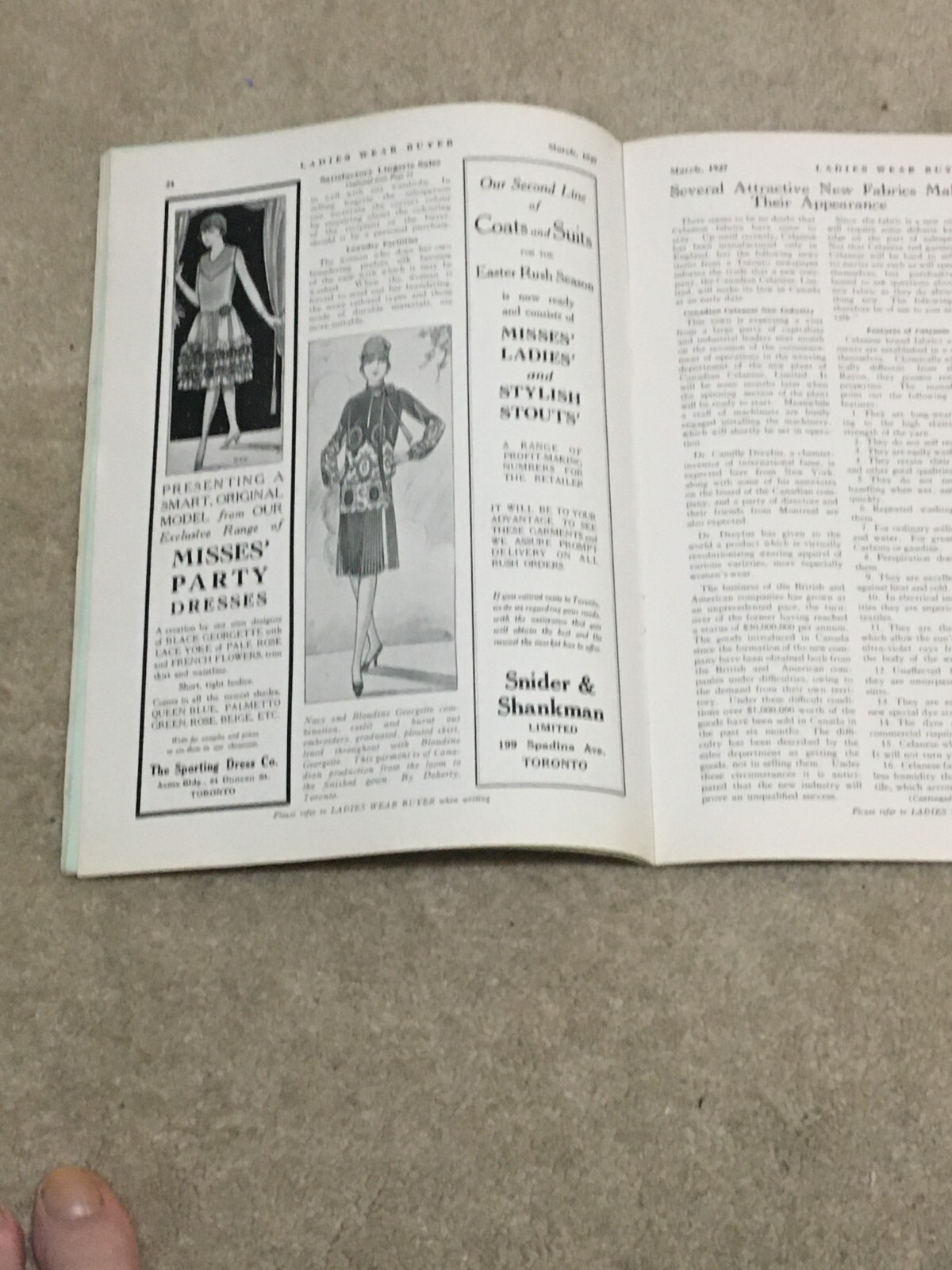 Vtg 1927 Ladies Wear Buyer Magazine for Woman, Dept & General Stores, Canada