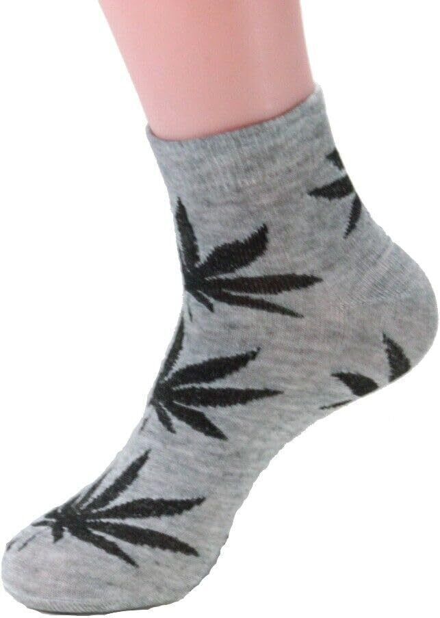 12 Pairs Mens Ankle/Quarter Crew Weed Leaf Socks Cotton Low Cut Socks 9-11,10-13