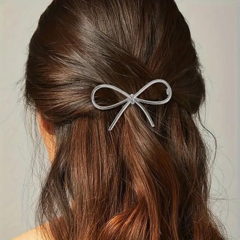 Elegant Metal Bowknot Hairpins (4x) – Gold/Silver, Perfect for Women/Girls