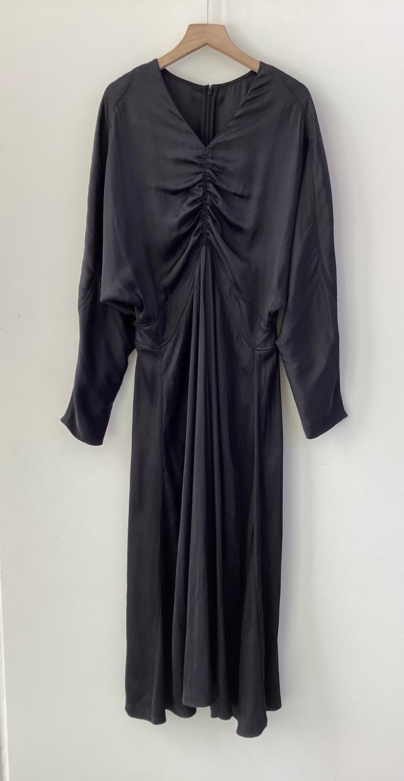 Women Zadig & Voltaire Queen V-Neck Slim Fold Raglan Long Sleeves Dress SML