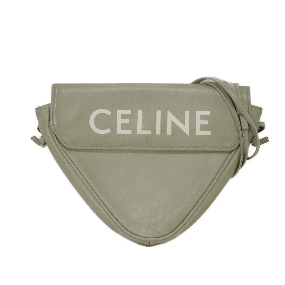 CELINE logo print triangle bag 195903DCS.10PG Shoulder Bag Smooth Calfskin…