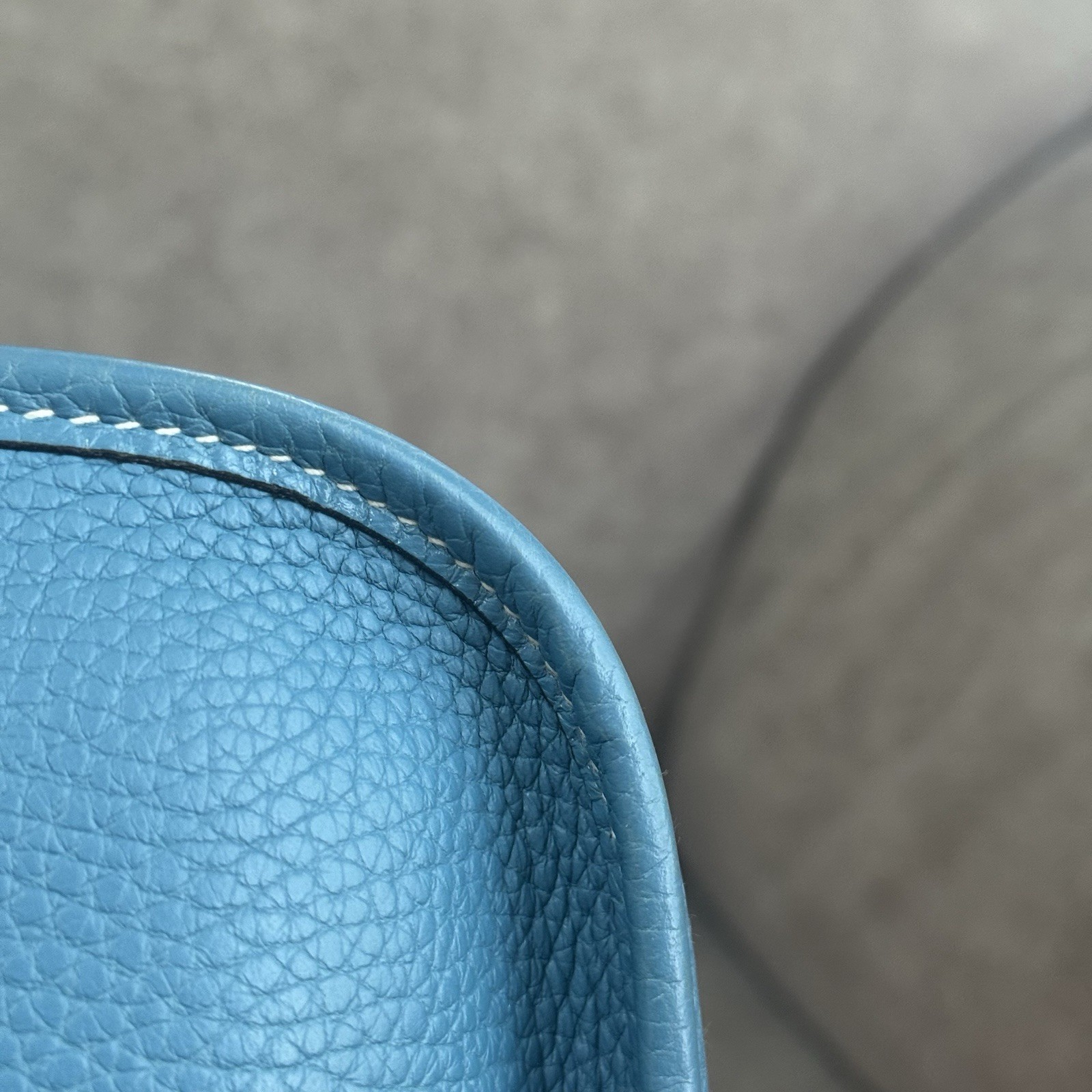 HERMES Evelyne PM Taurillon Clemence Blue Jean Crossbody Bag