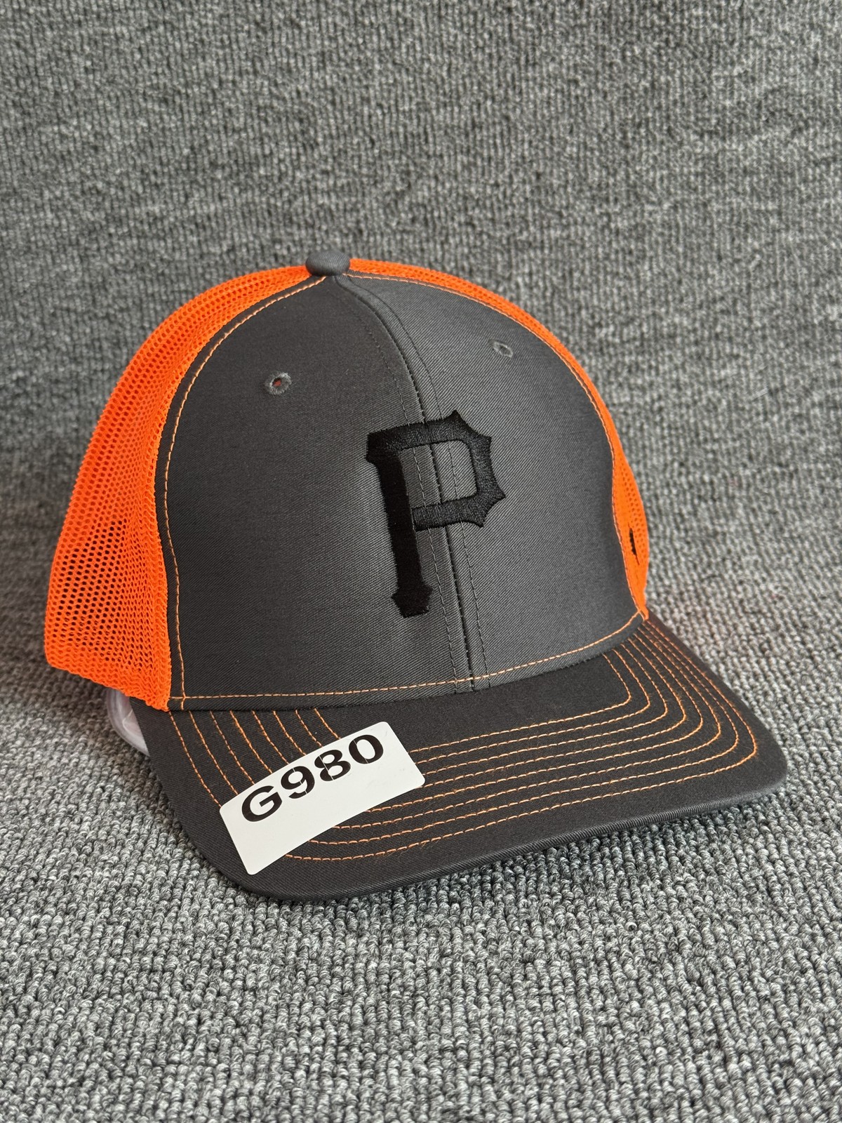 47 Brand Pittsburgh Pirates Trucker Hat Snapback Mesh Cap Grey Orange One Size
