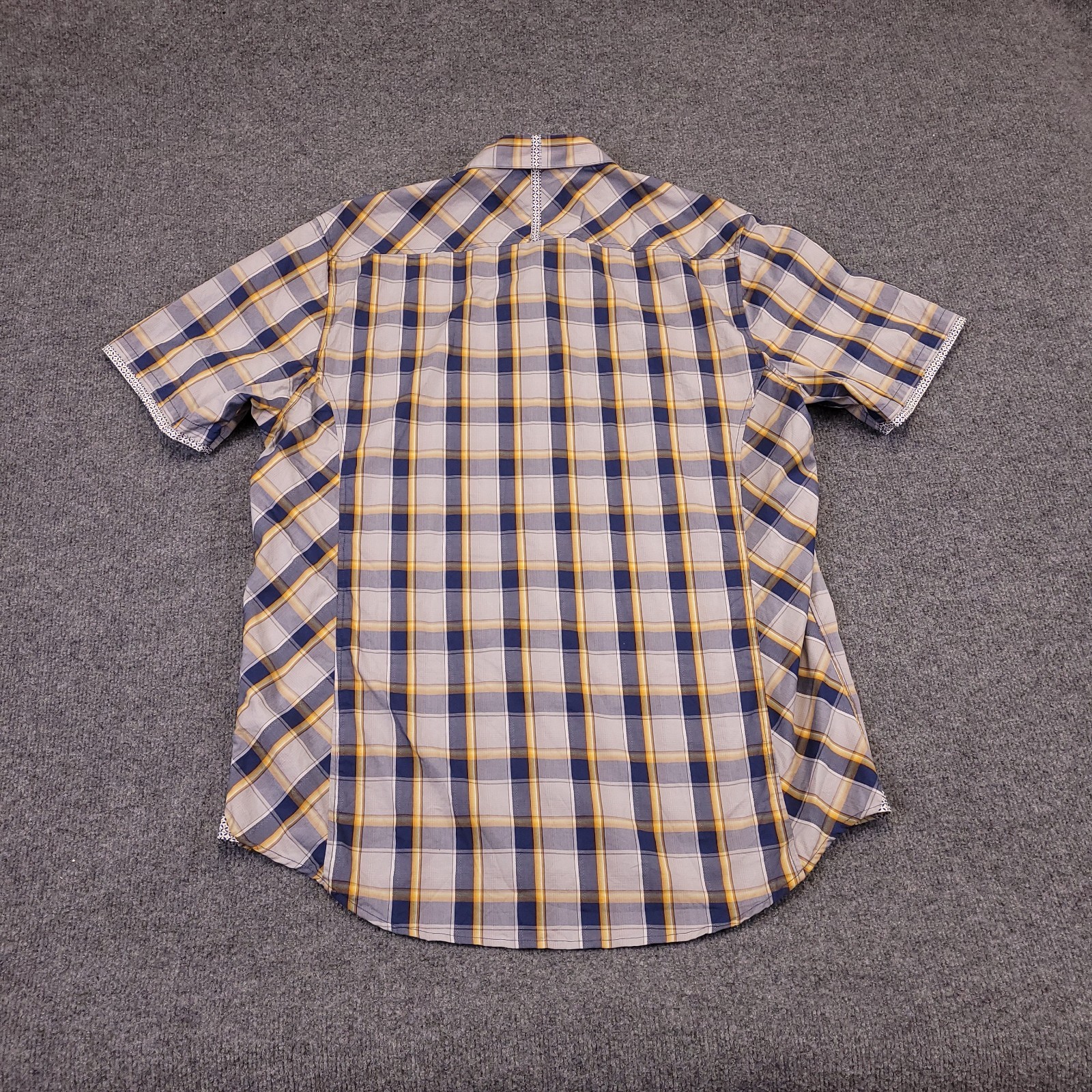 7D 7 Diamonds Mens 2XL Shirt Plaid Cotton Short Sleeve Trim Contrast Spread