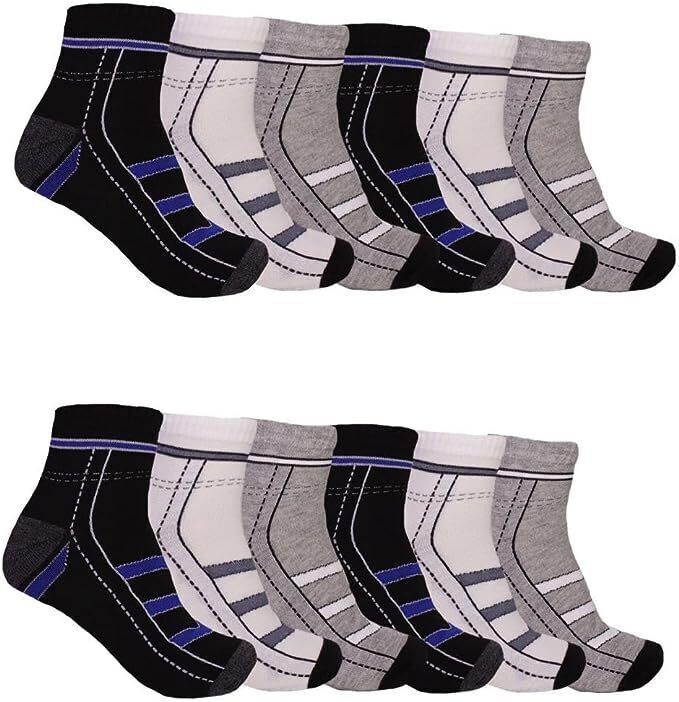 12 Pairs Mens Ankle Quarter Athletic Socks Cotton Low Cut Casual Size 9-11,10-13