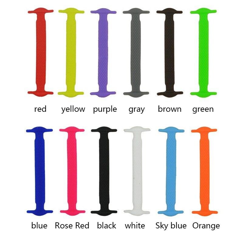 16Pcs Easy No Tie Shoelaces Elastic Flat Lazy Silicone Shoe Lace Strings Adult