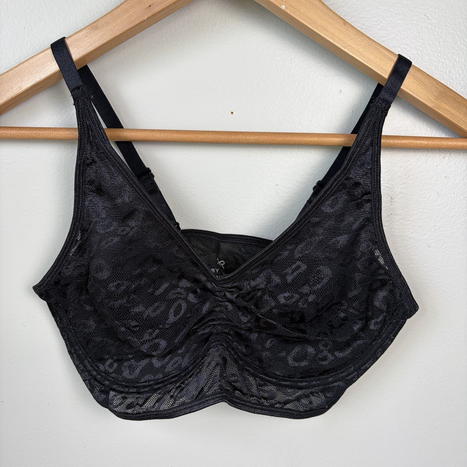 NEW- Ruby Ribbon Allure Sheer Demiette Bra Womens Black Size 32 Lace Cheetah