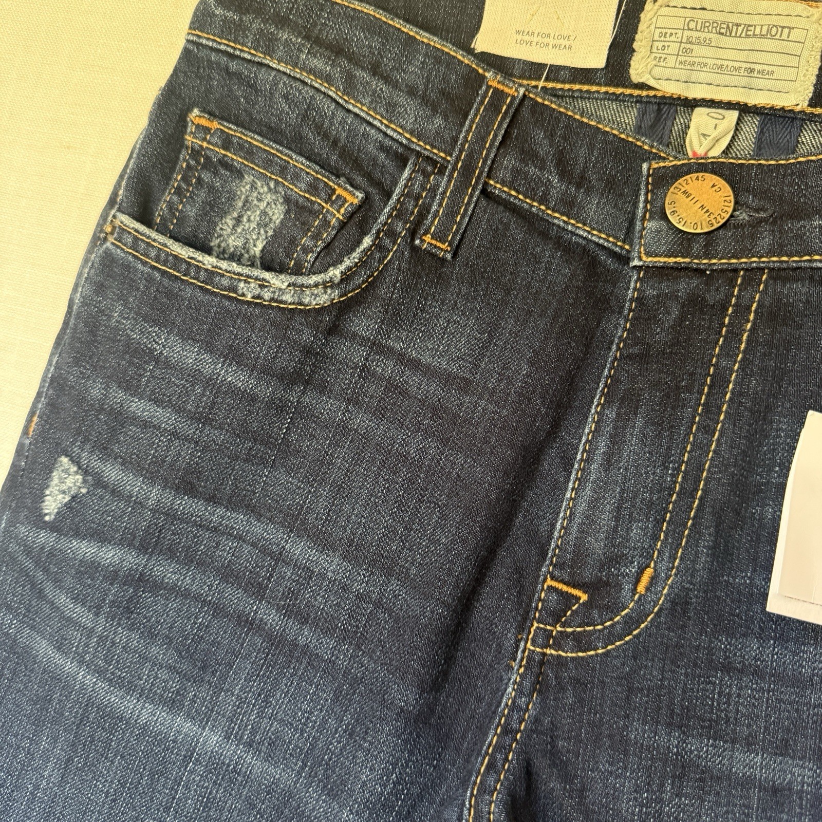 NWT Current/Elliott The Fling in Gibson Destroy Women’s Sz24 USA Boyfriends Fits