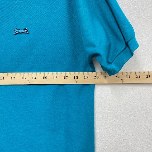 Vintage 90s Le Tigre Men’s L Blue/Green Cotton Blend Button Polo Tiger