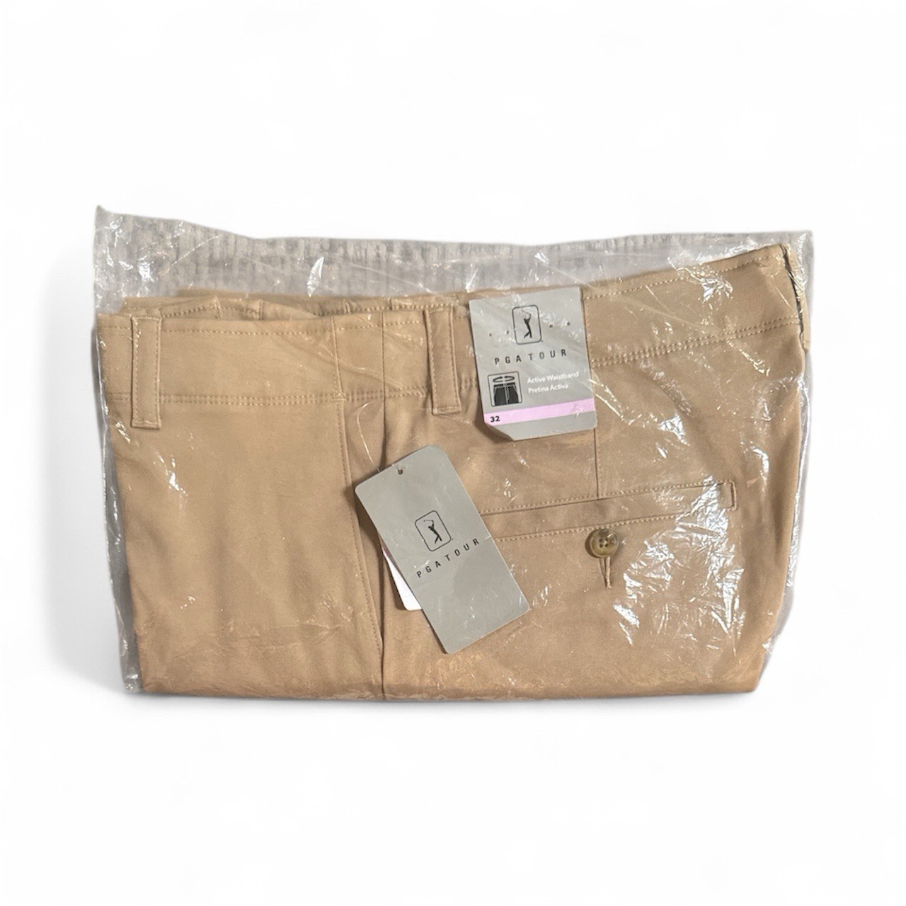 PGA Tour Mens Comfort Stretch Golf Shorts Size 32 Tan Chinchilla MSRP $65 NWT!