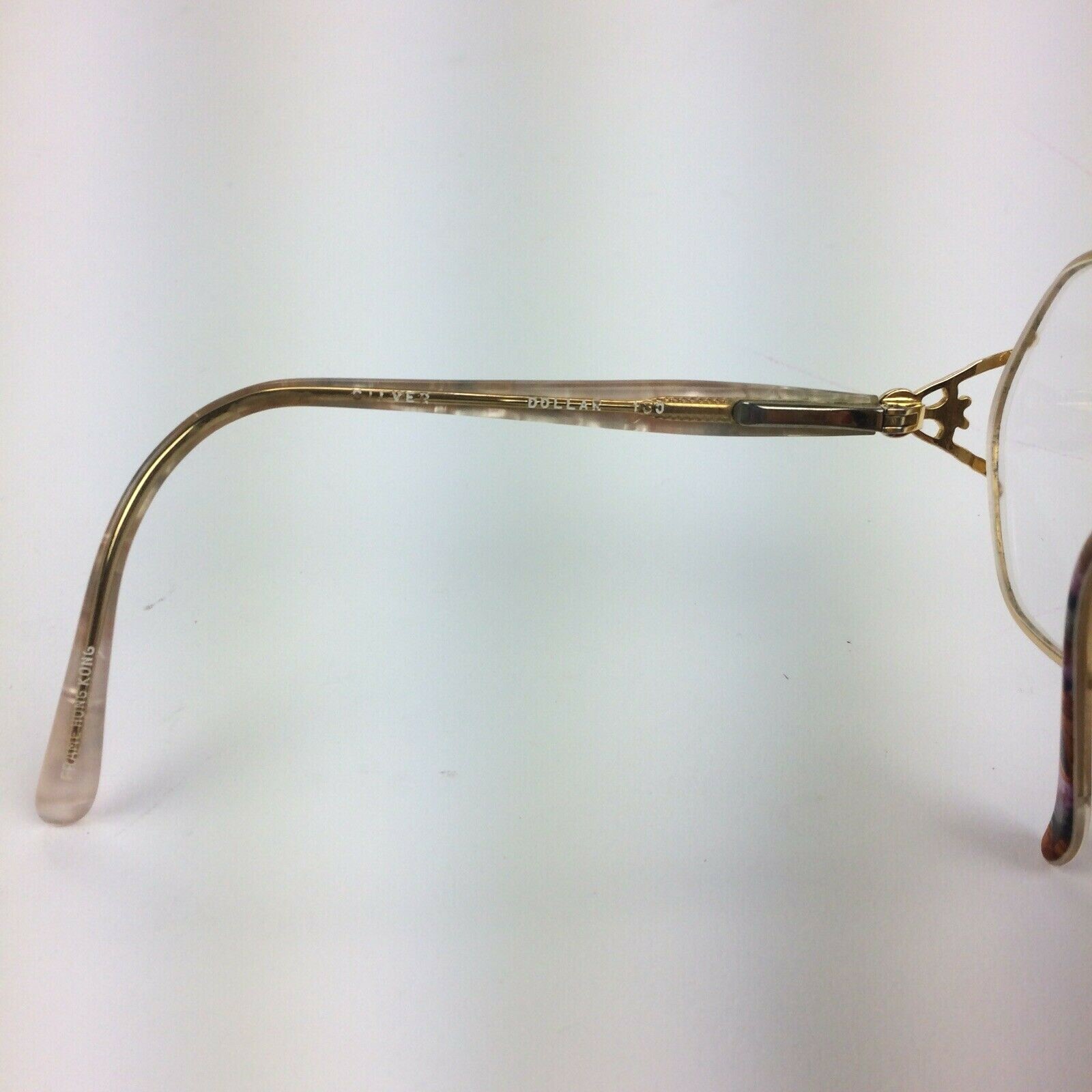 Vtg Silver Dollar Eyeglasses Plastic & Metal Jessica Gold RX Frames 51/12/121mm