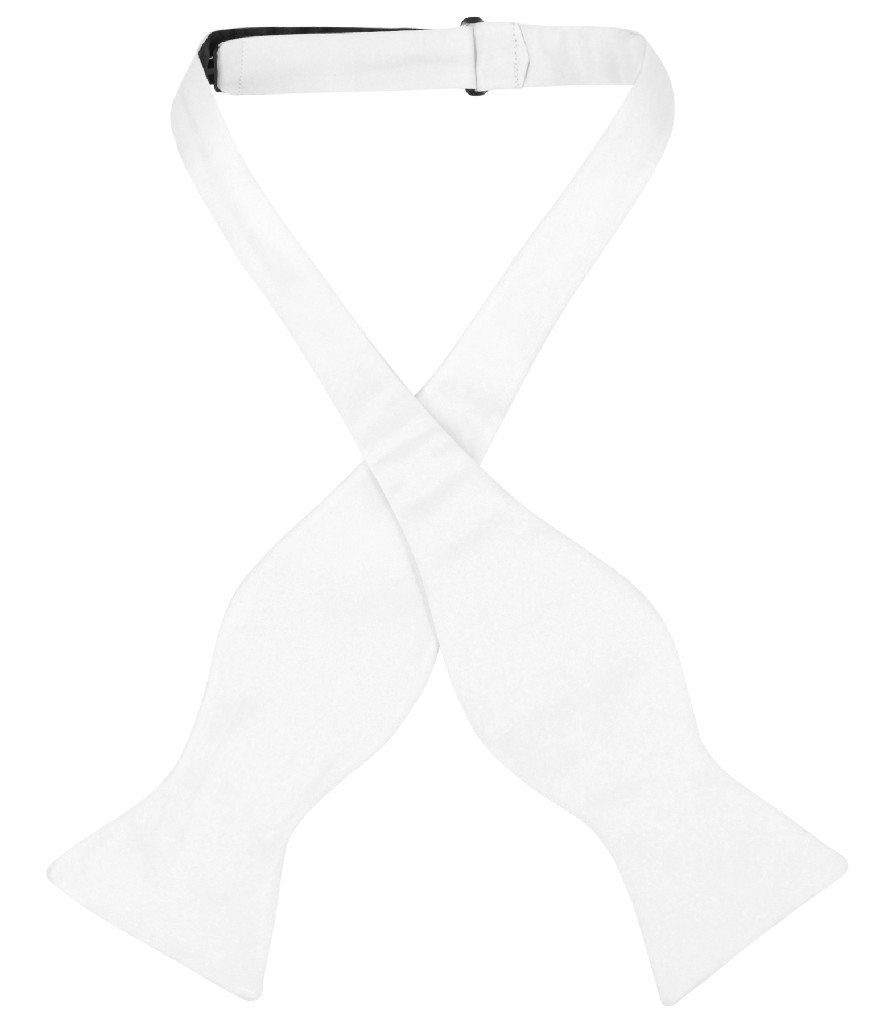 Vesuvio Napoli SELF TIE Bow Tie Solid WHITE Color Mens BowTie