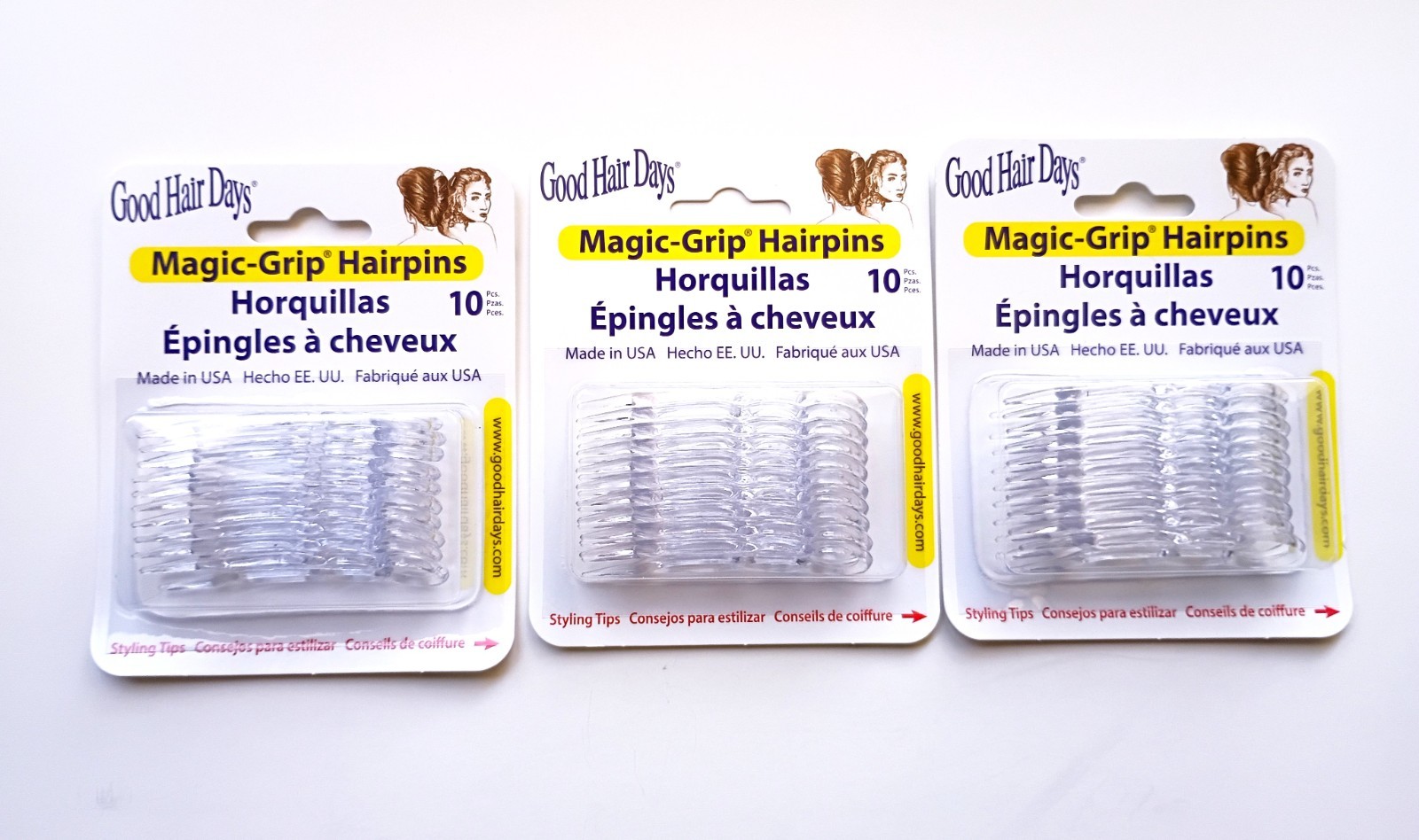 3 x Packs Magic Grip Hairpins 2 1/2″ Clear (30 Pcs) Good Hair Days
