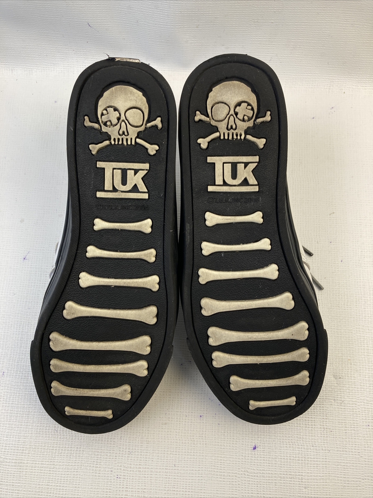 White W/ Black Leather Creepers US Men 4 Women-6 M T.U.K. EUC A6063/FM2047
