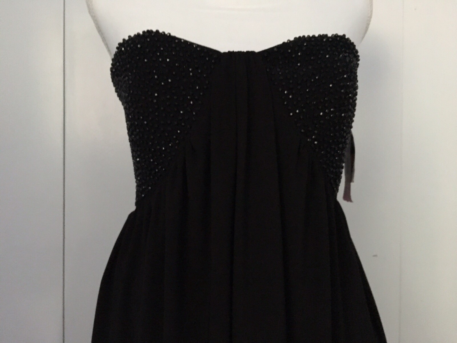 Vintage Black Strapless Cocktail Dress Size 7/8 – Beaded Macy’s Deadstock NWT