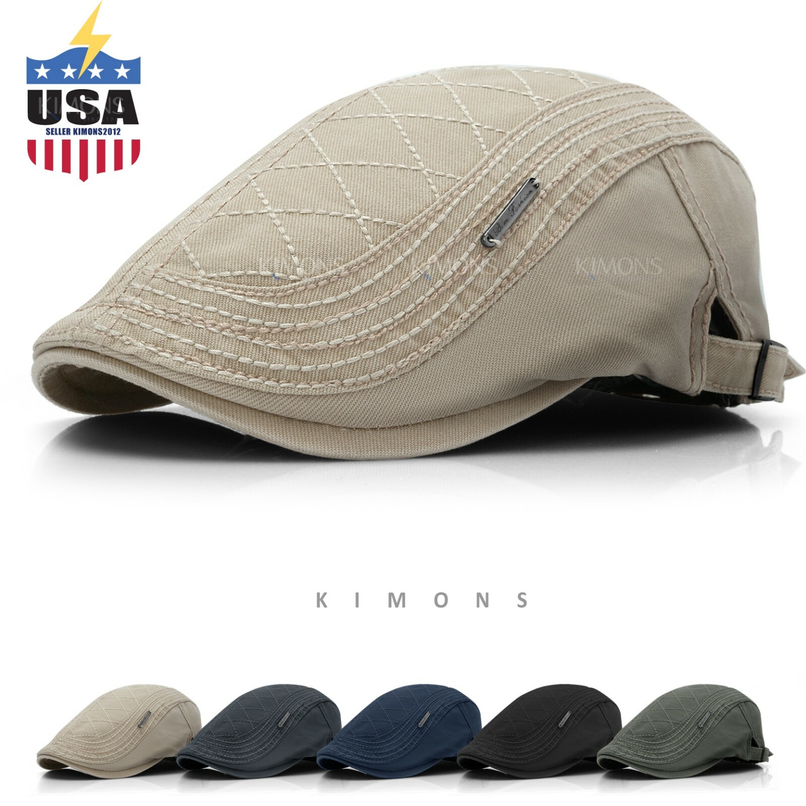 Washed Cotton Gatsby Cap Mens Ivy Hat Golf Driving Summer Flat Cabbie Newsboy
