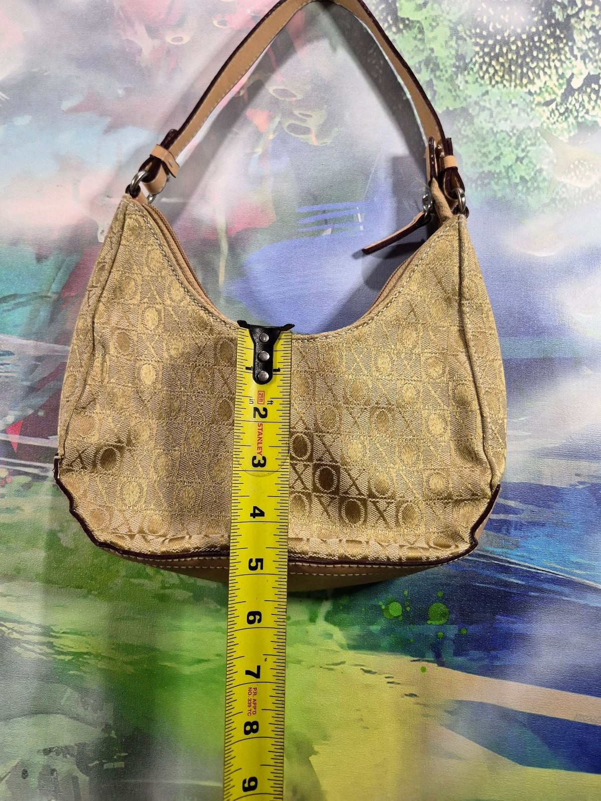 XOXO Vintage Monogram Jacquard Hobo Shoulder Bag with Orange Lining