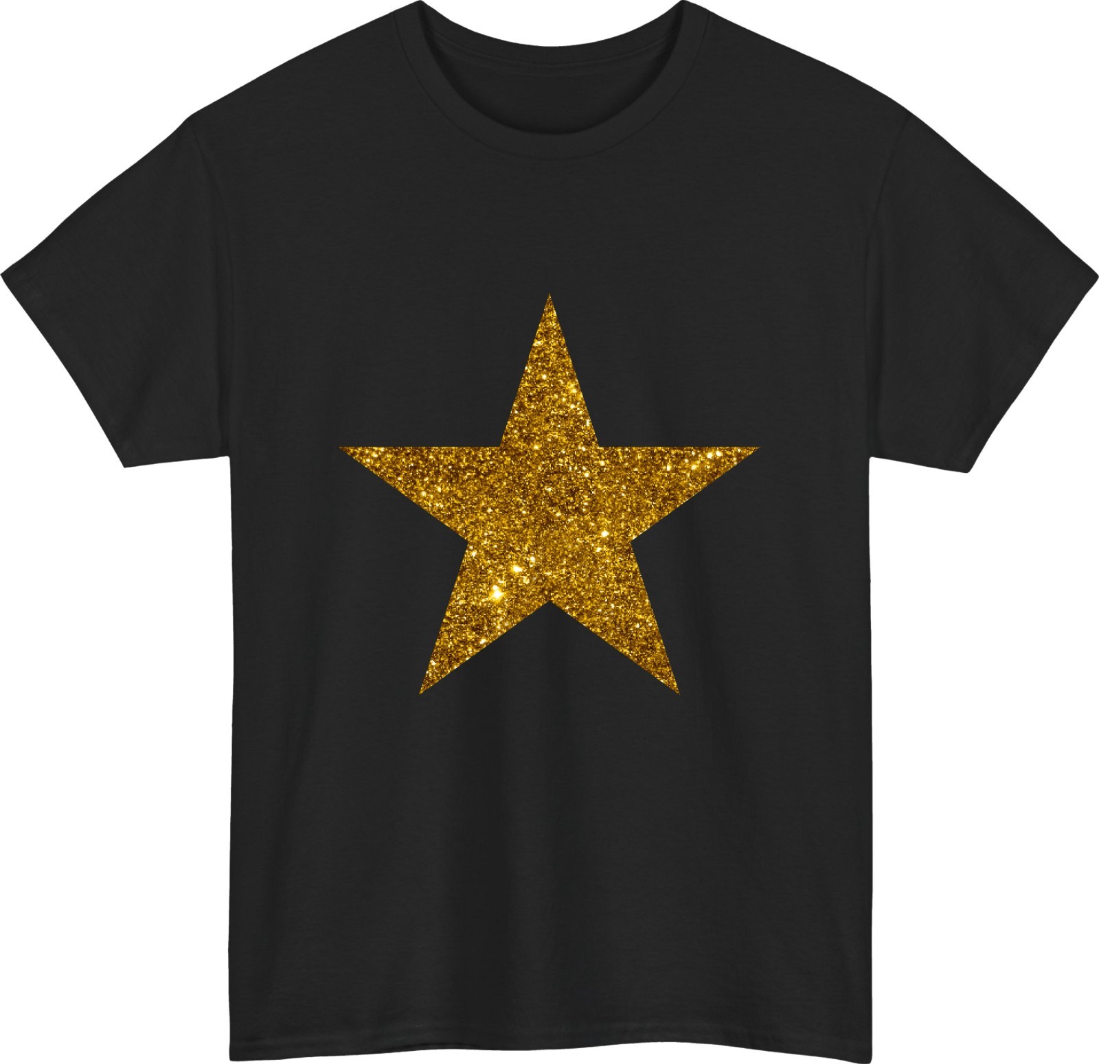 Gold Glitter Star Printed T-Shirt Minimalist Fashion Sparkle Birthday Gift Top