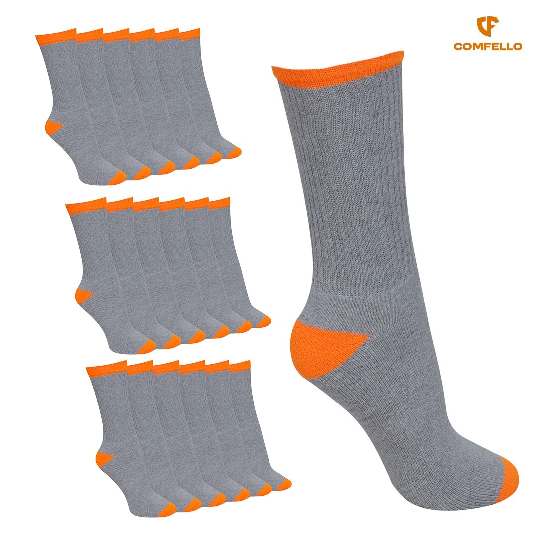 3-12 Pairs Mens Solid Cotton Sports Athletic Work Plain Crew Socks Sizes 10-13