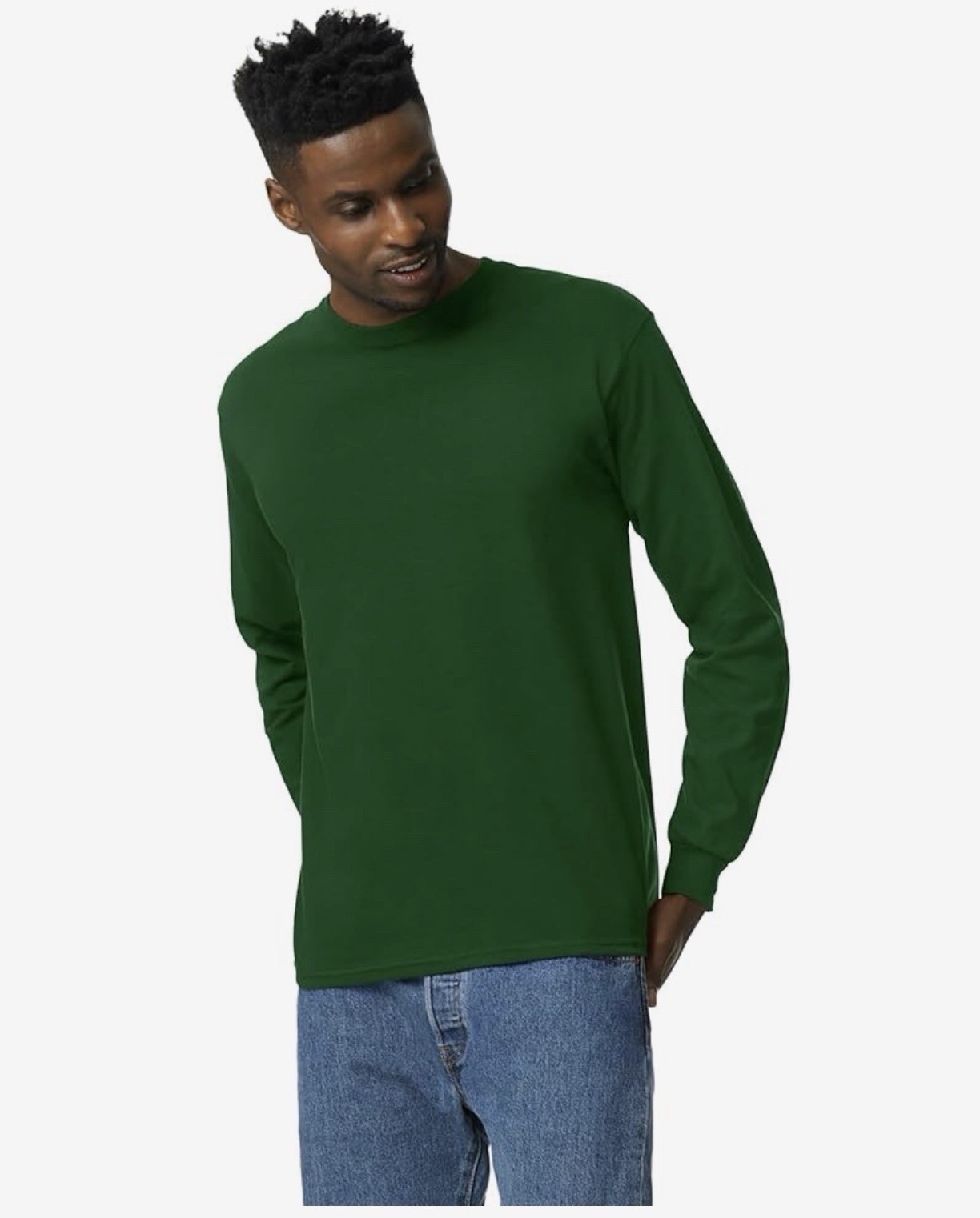 Gildan Unisex Adult Ultra Cotton Long Sleeve T-Shirt, G2400 (Green 4-Pack) L