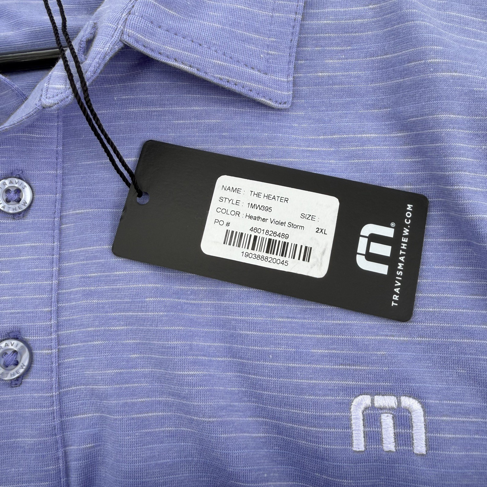Travis Mathew The Heater Polo Heather Violet Storm Blue Mens Size 2XL NWT Golf