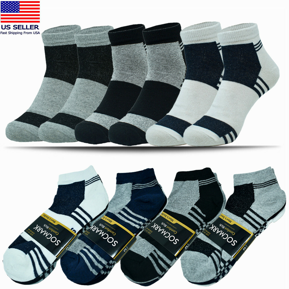 Men Ankle Low Cut Quarter Crew Athletic Sport Casual Socks Cotton 9-13