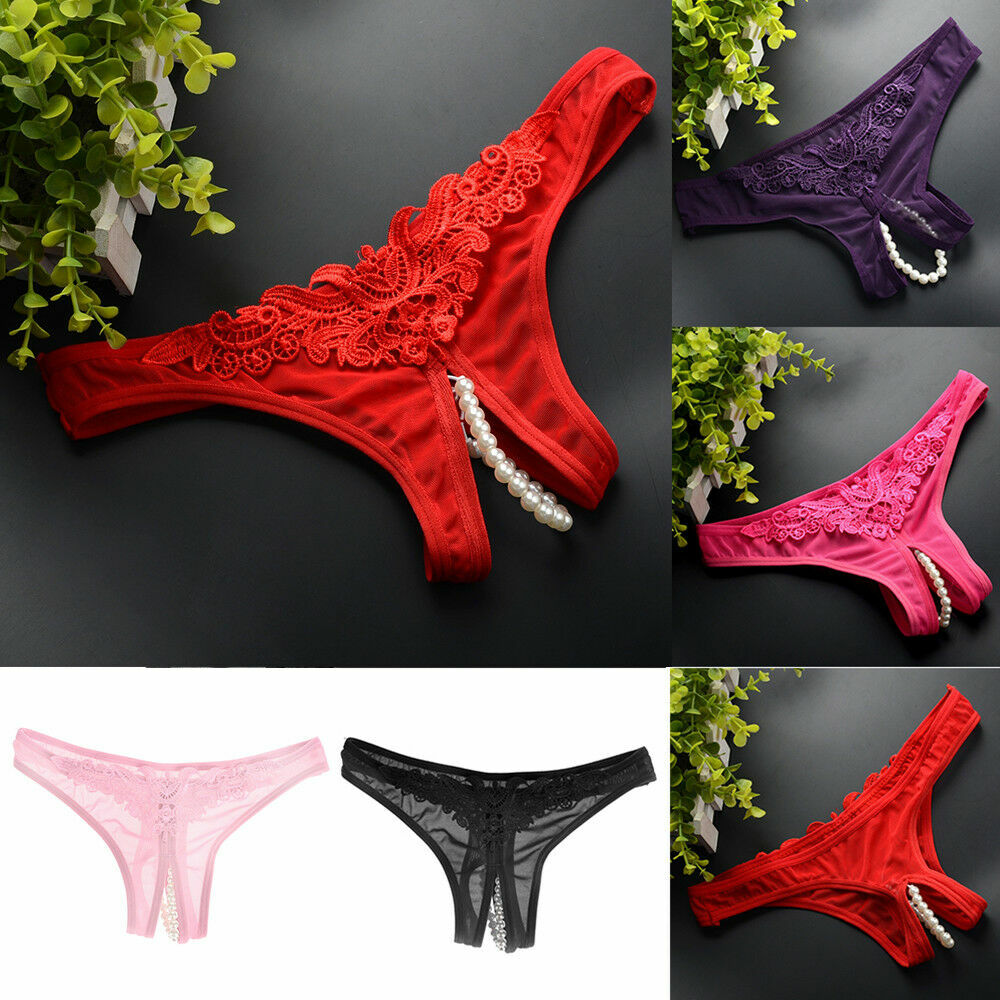Women Sexy Lace Pearl Briefs Lingerie Knickers G-string Thongs Panties Underwear
