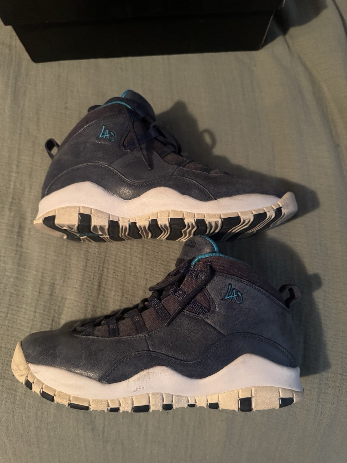 Jordan Air Jordan 10 Retro BG “LA” Ocean Fog Blue/White 7Y Sneaker 310806-404