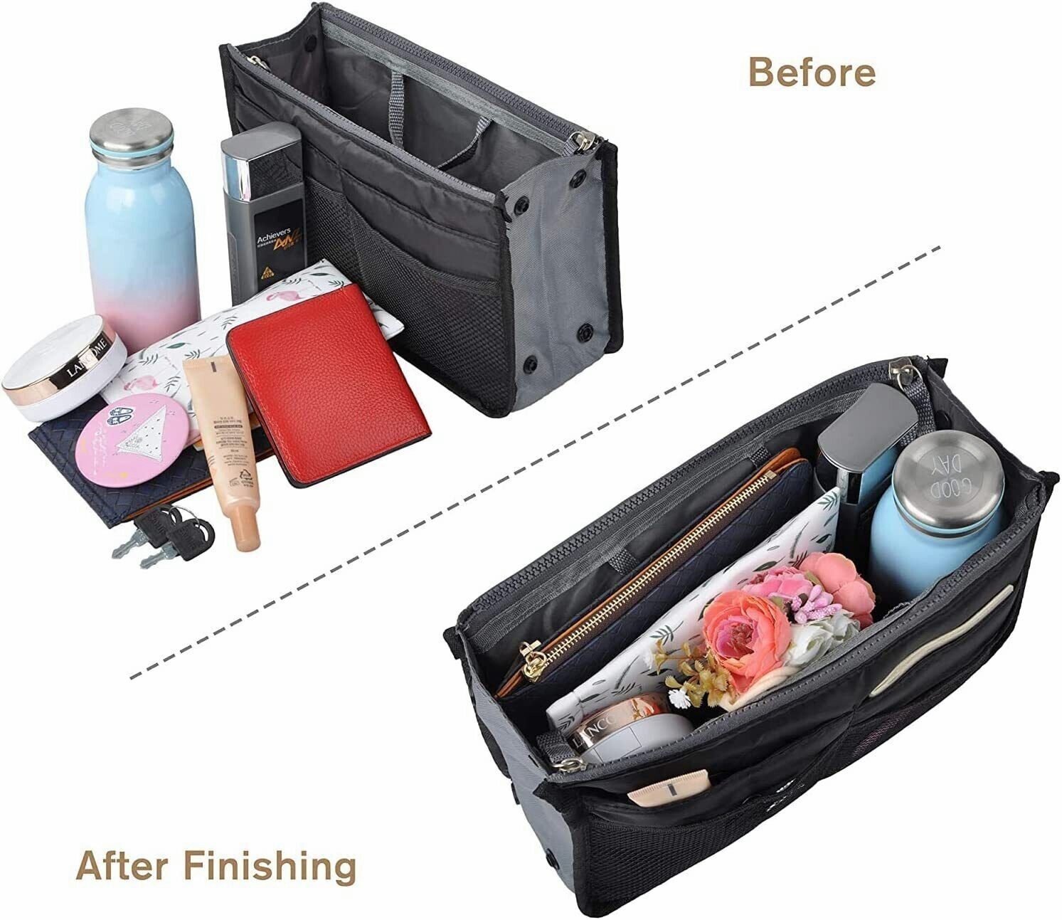 Tote Organizer Insert Bag Women Travel Large liner Handbag Purse Lady Makeup