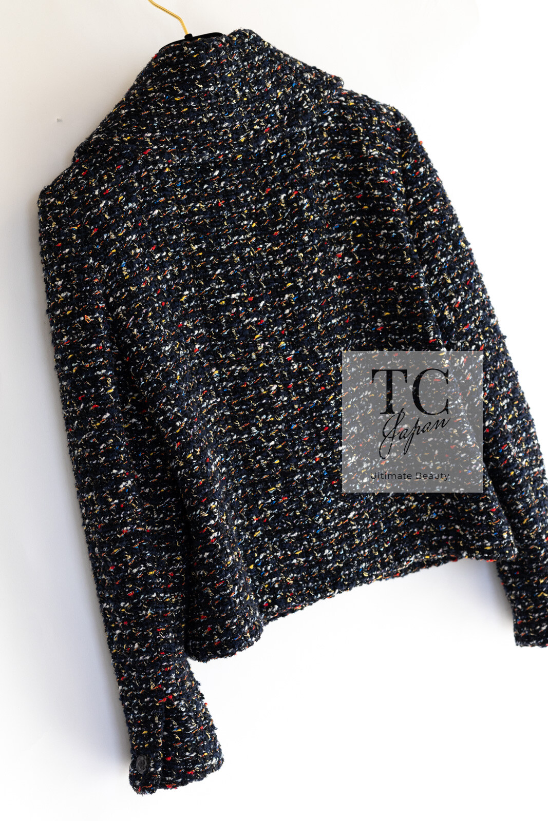 $4.8K CHANEL 15A Black Multicolor Cotton Zipper Fantasy Tweed Jacket 40 US8