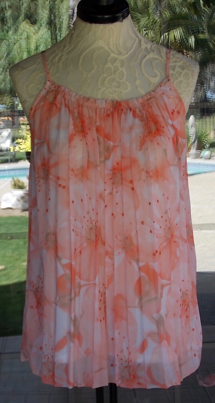 Sleeveless Lined Cami Crinkle Floral Material Shirt Sz. S/M 40″ Bust