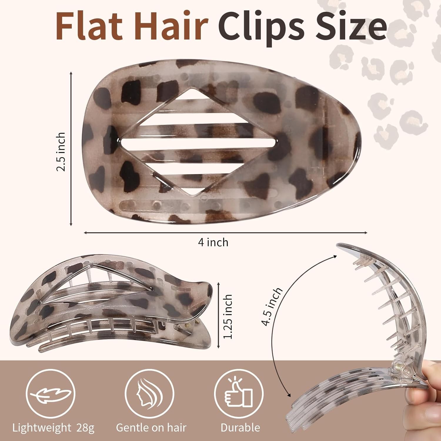 10 PCS Flat Hair Clips for Women – Large Matte & Tortoise Hair Claw Clips