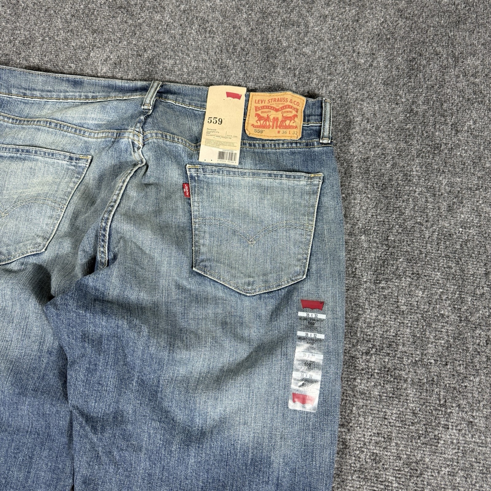 NWT Levi’s 559 Relaxed Straight Jeans Mens 36×32 Blue Medium Wash 100% Cotton