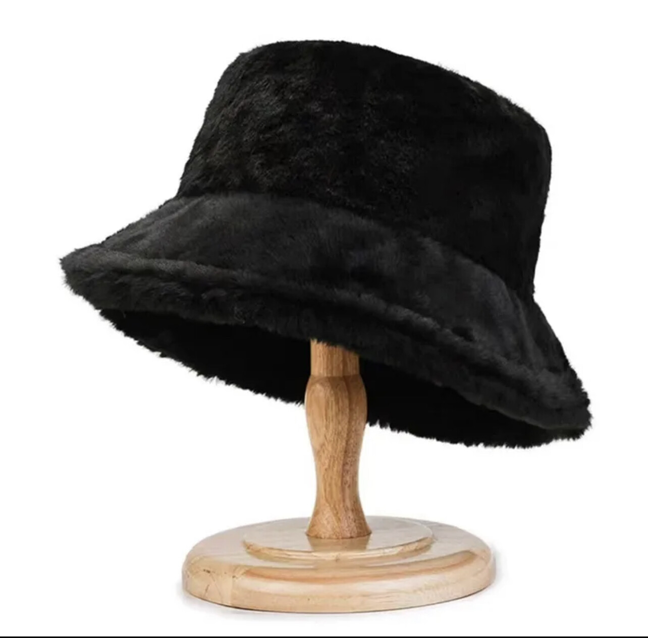 Soft Women Plush Cute Winter Bucket Hat Wide Brim Fluffy Fisherman Faux Fur Cap