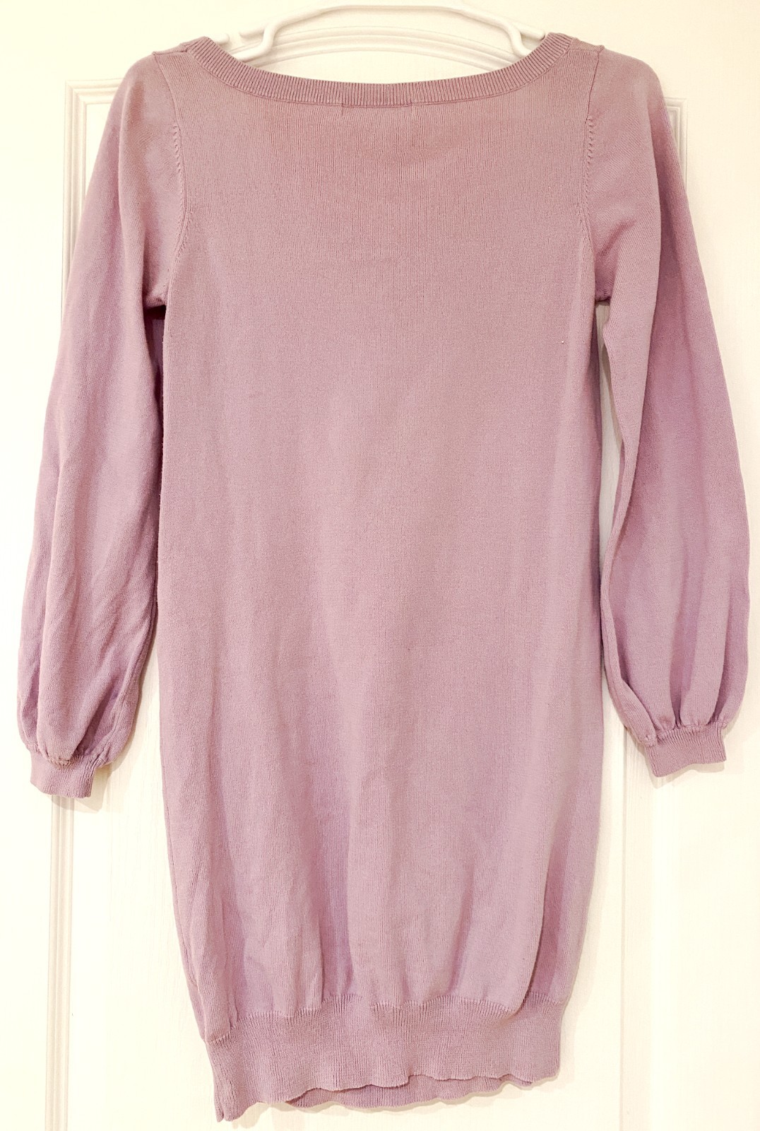 SNIDEL Long Purple Heart Sweater Gingham Indigo Cute Jumper GYARU Hime JAPAN