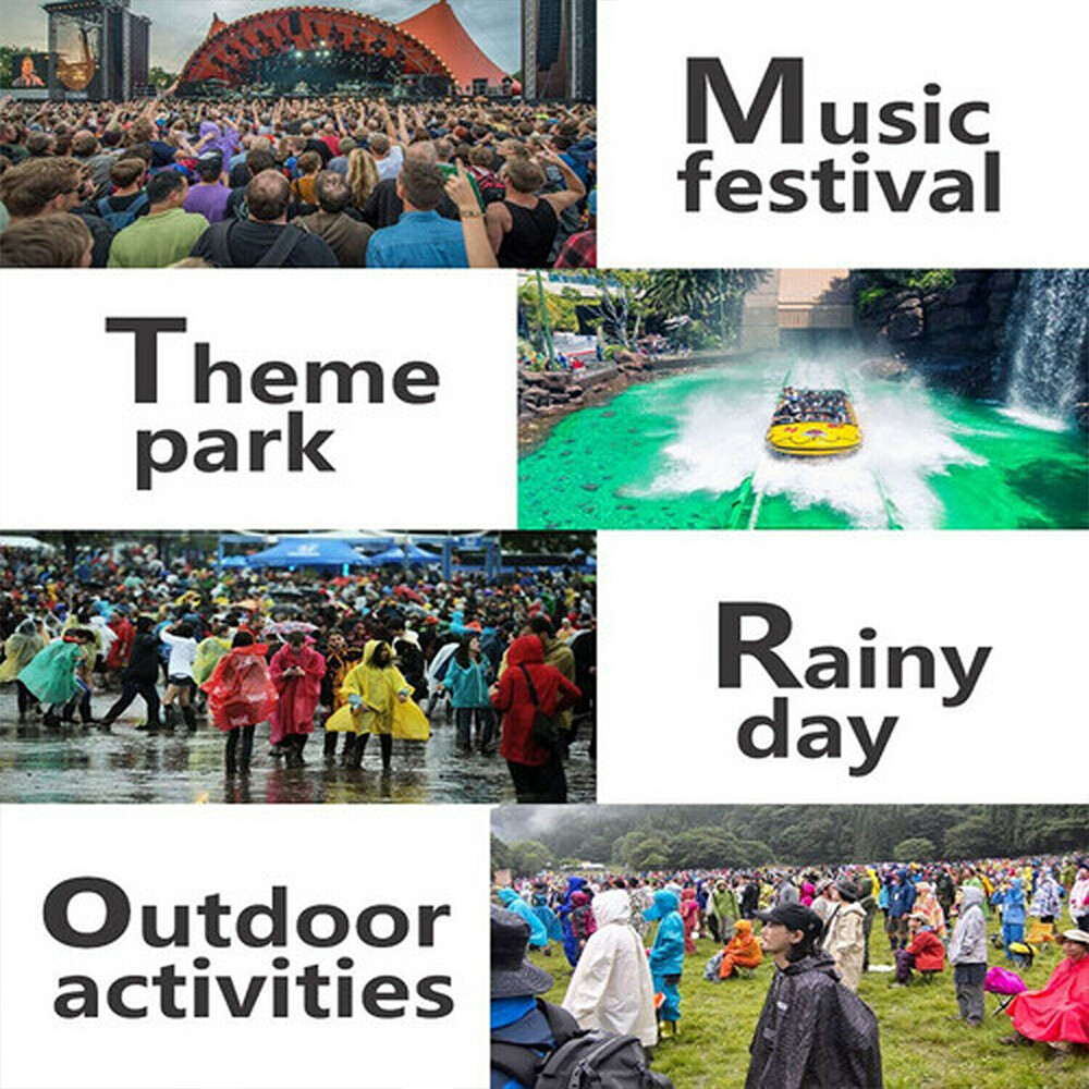 Unisex Adult Waterproof Raincoat Rain Coat Hooded Jacket Poncho Rainwear Camping