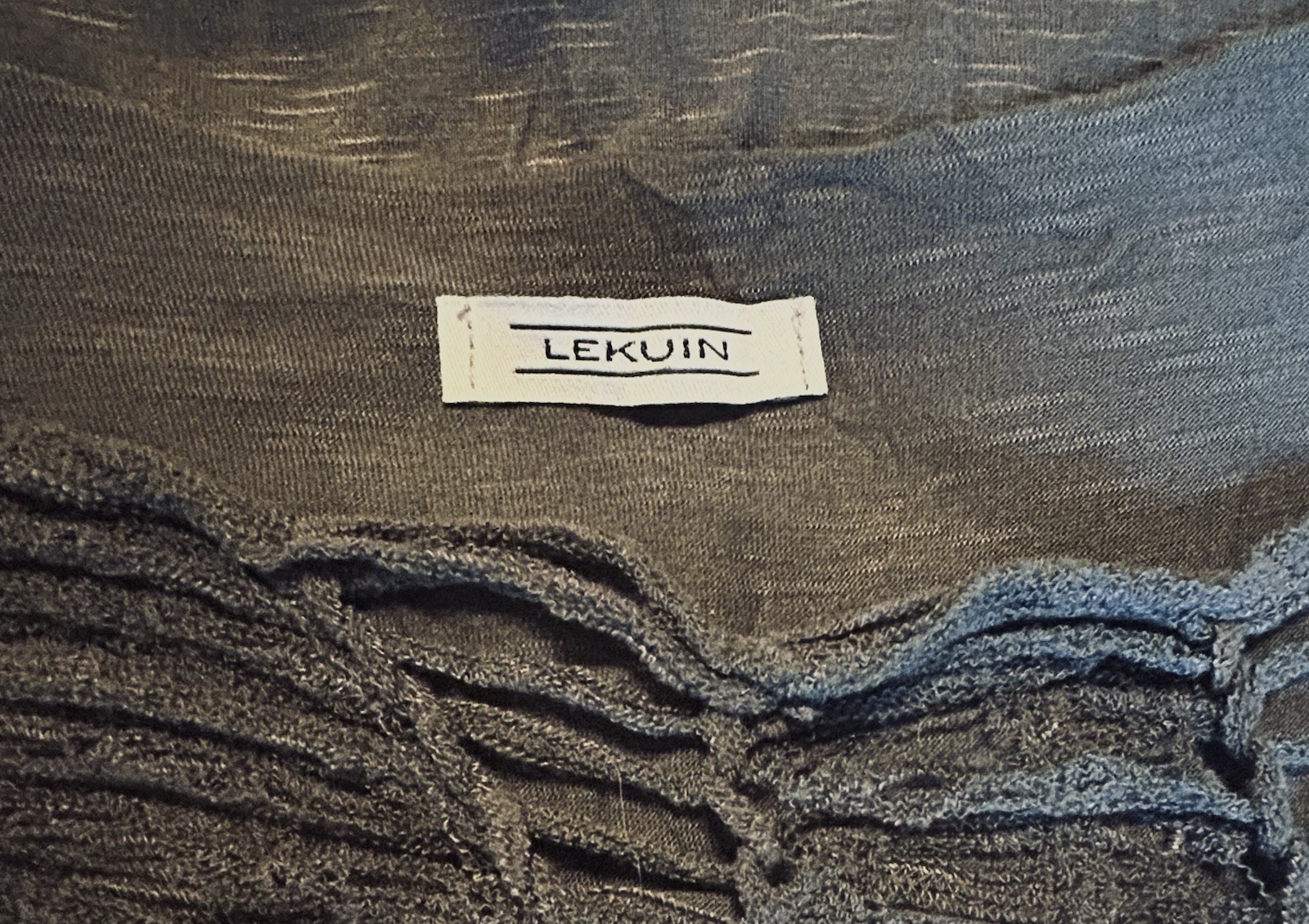 LEKUIN Gray Shredded Tunic Top Oversized Avant Garde Artwear Cotton L