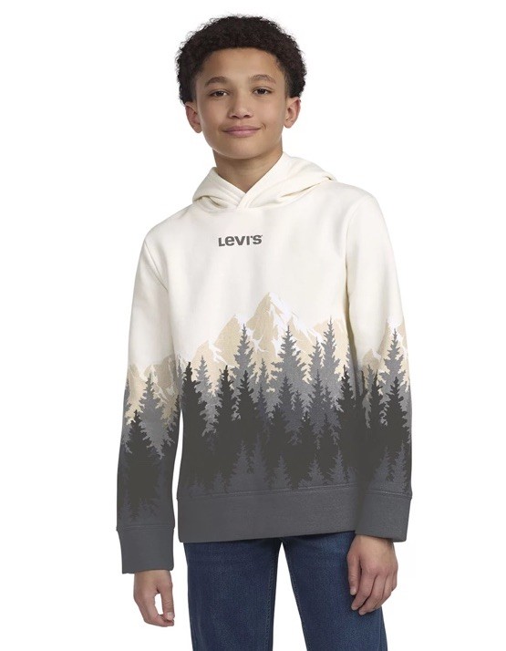 Levi’s Boy’s Hoodie Easy Fit Soft Fleece Size Medium (8) Dark Shadow Pine Trees