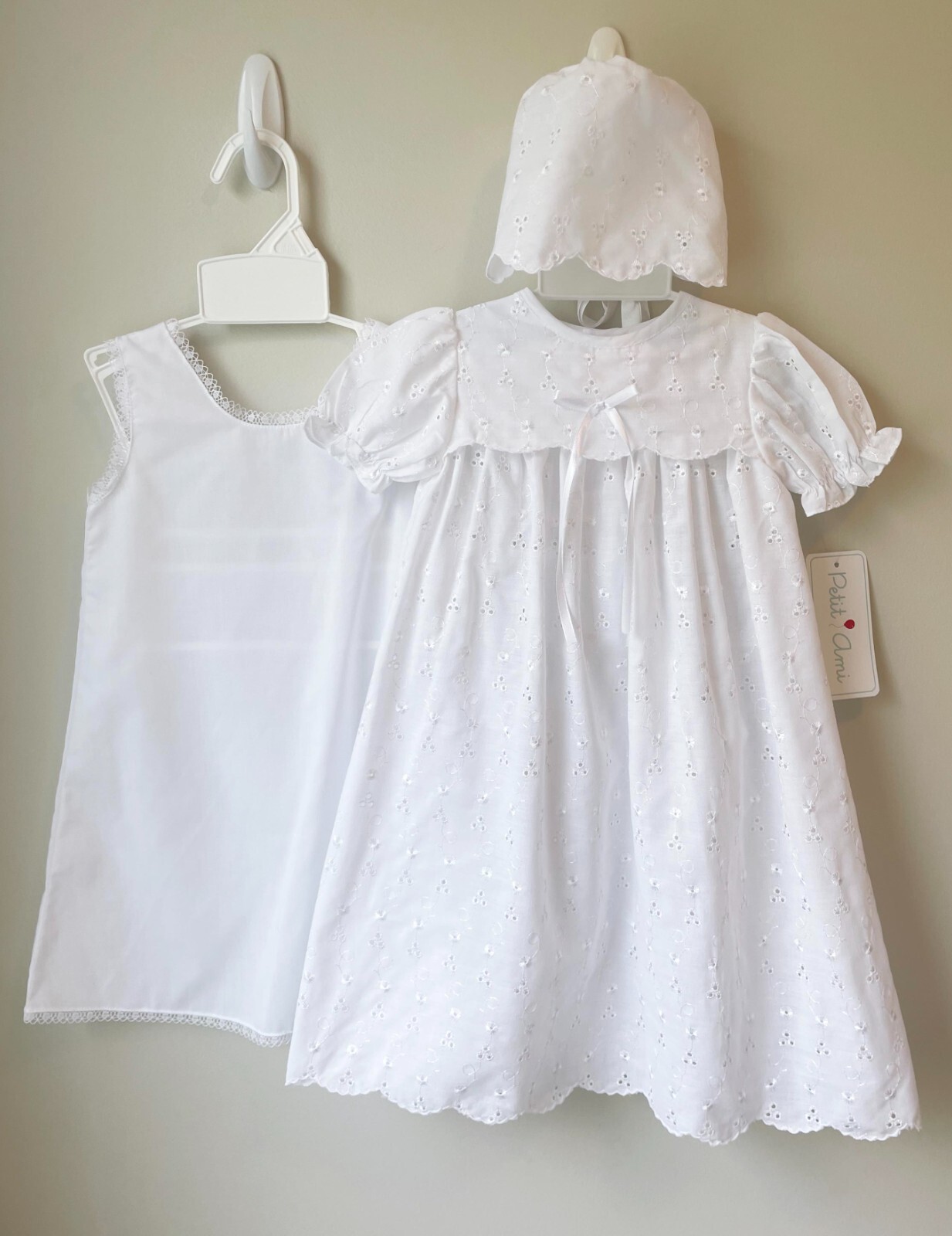 NWT Petit Ami White Gown Christening Dedication Dress 9 Months 9M Baby Girls