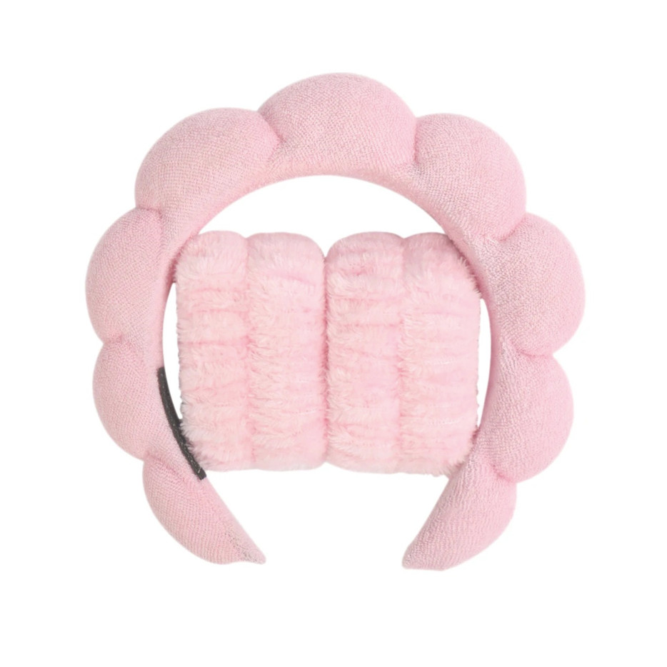 3pcs Microfiber Wristbands & Puffy Spa Headband Set for Face Washing – NEW
